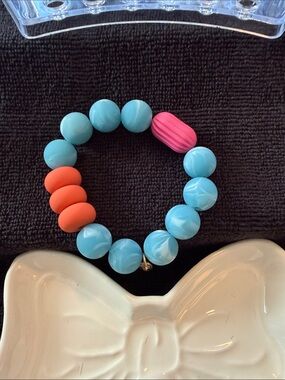 Plunder Elastic Bead Bracelet - Blue, Pink & Orange
